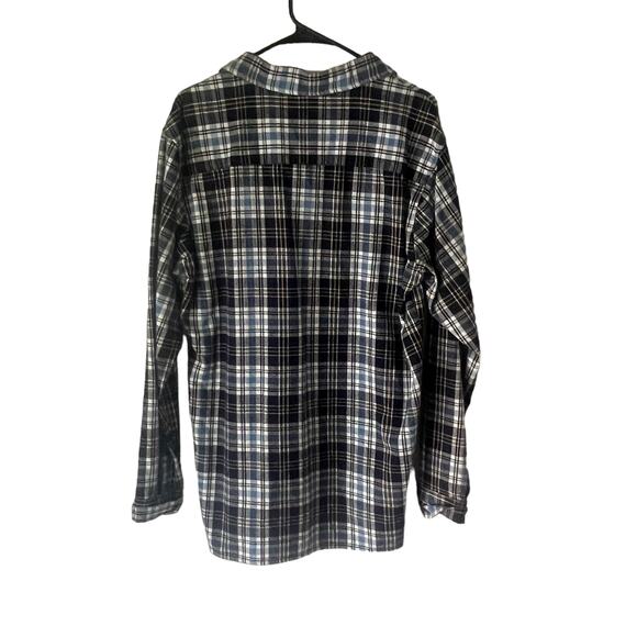 Line Men's Size Large Blue Plaid Long Sleeve Heavy Flannel Button Up Shirt - Picture 6 of 9
